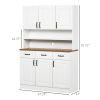 HOMCOM 71" Kitchen Sideboard Cabinet with 3 Drawers, 6 Doors, 2-tier Countertop, Freestanding Buffet with Hutch, White