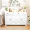 HOMCOM Modern Sideboard, Buffet Cabinet with Storage Drawers, Adjustable Shelves for Living Room, Dining Room, Entryway, White