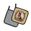 German Shepherd and Flowers Pair of Pot Holders Kitchen Heat Resistant Pot Holders Sets Oven Hot Pads for Cooking Baking BBQ, 7 1/2 x 7 1/2