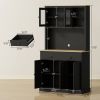 HOMCOM Freestanding Kitchen Cabinet, 71" Tall Pantry Cabinet, Modern Hutch with Wide Countertop, Adjustable Shelves, Black