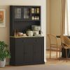 HOMCOM Freestanding Kitchen Cabinet, 71" Tall Pantry Cabinet, Modern Hutch with Wide Countertop, Adjustable Shelves, Black
